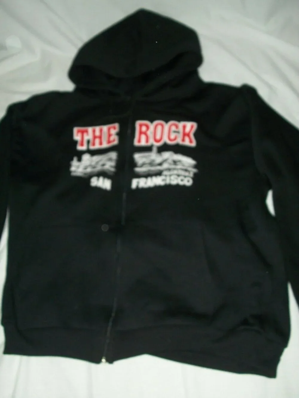 The Rock Alcatraz Men's Sweatshirt Black Size XL San Francisco Zipper Hooded